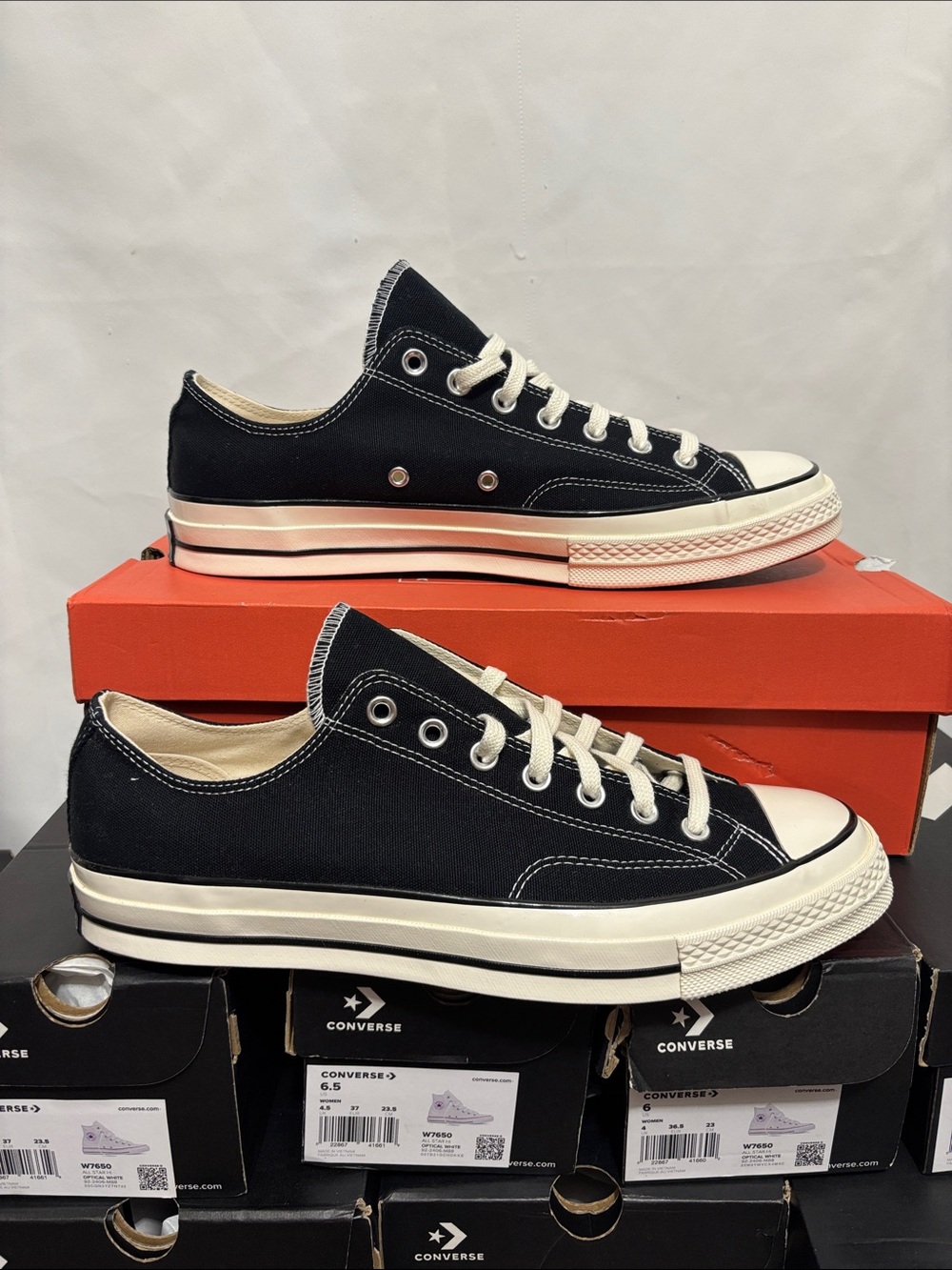 Converse Low Top Canvas Sneakers - Black & Cream